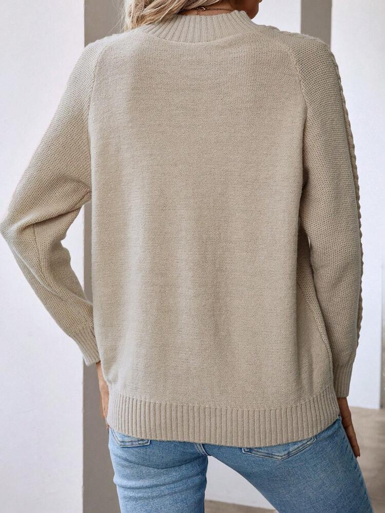 Women's Solid Round Neck Raglan Sleeve Knit Pullover Fall Winter Sweater