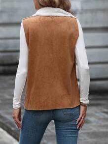 Chiquease High Collar Suede Vest Jacket - Multicolor - View 2