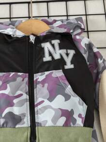 Baby Boys' Camo Letter Print Jacket And Pants Set - Green - View 5