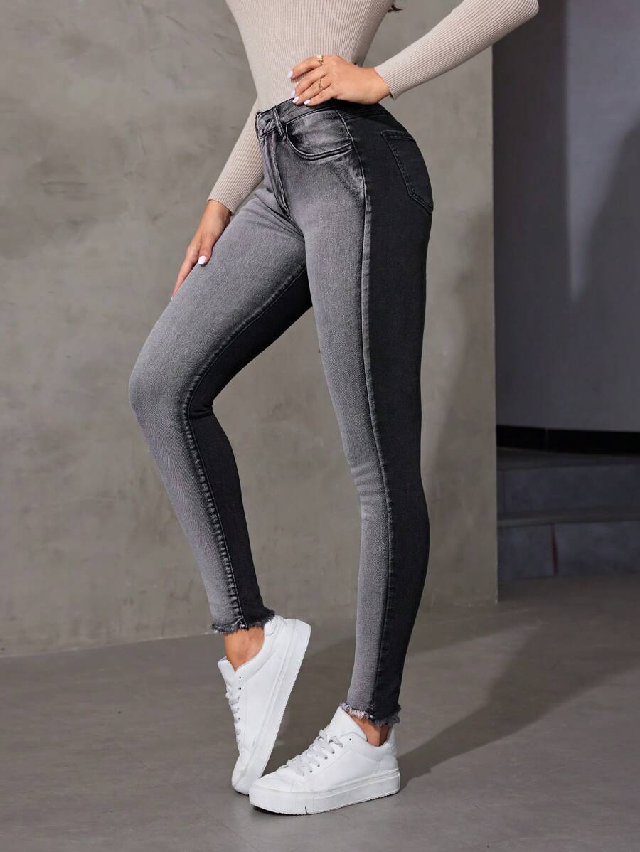 Women's Contrast Color Slim Fit Denim Jeans | SHEIN USA