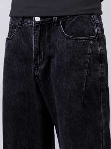 Hombres Jeans de pierna recta con bolsillo oblicuo