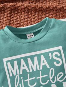 SHEIN 男嬰字母印花 T 卹 - 綠色 - 查看 5