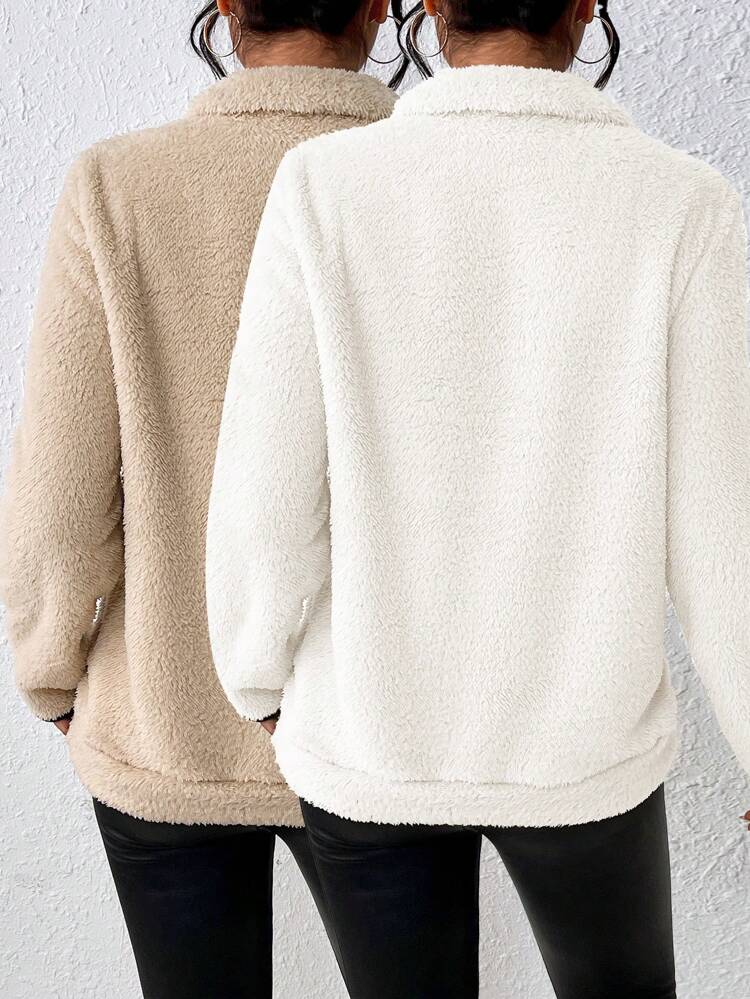 Women's Zipper Half Placket Long Sleeve Sweatshirt Pullover Fall Sweatshirt