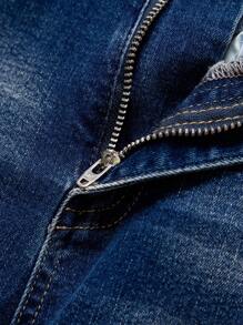 SHEIN Teen Boy Water Washed Distressed Jeans - Blue - View 4