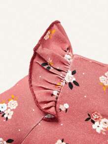 Cozy Pixies 寶寶女孩2入組圓領花朵印花上衣,波浪邊修邊長袖 - 彩色 - 查看 4