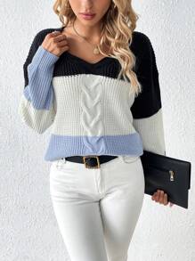 SHEIN LUNE 女童落肩撞色毛衣套頭衫 - 彩色 - 查看 1