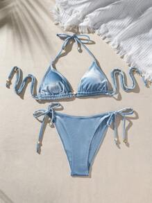 Swim Mod 夏季海滩女士吊带比基尼套装