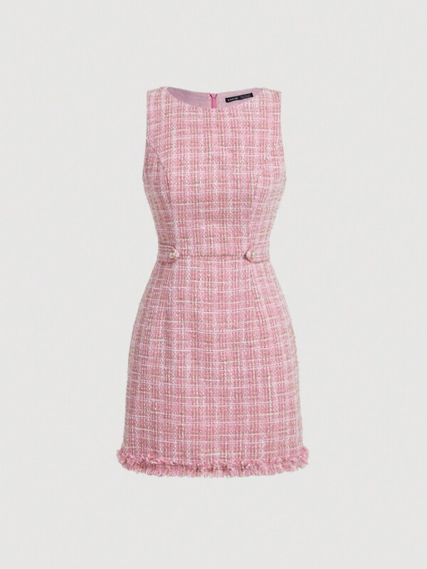 SHEIN MOD Women's Sleeveless Plaid Dress