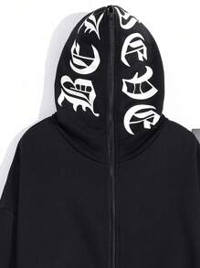 Cậu bé Tween Đồ họa Chữ cái Áo Hoodie & Quần thể thao - màu đen - Xem 3