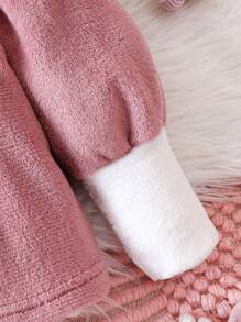Baby Girls' Color Block Plush Rabbit Ear Hooded Coat