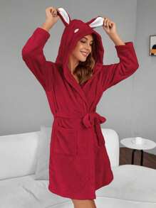 Áo choàng Nữ Thắt lưng Túi Hoạt hình Dễ thương - Màu Đỏ Sâu - Xem 6