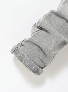 SHEIN Young Boy Ripped Frayed Washed Grey Denim Jeans ,For Spring And Summer Young Boy Outfits