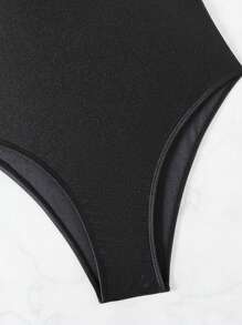 SHEIN Swim Summer Women's One-Piece Swimsuit With Spaghetti Straps - Black - View 4
