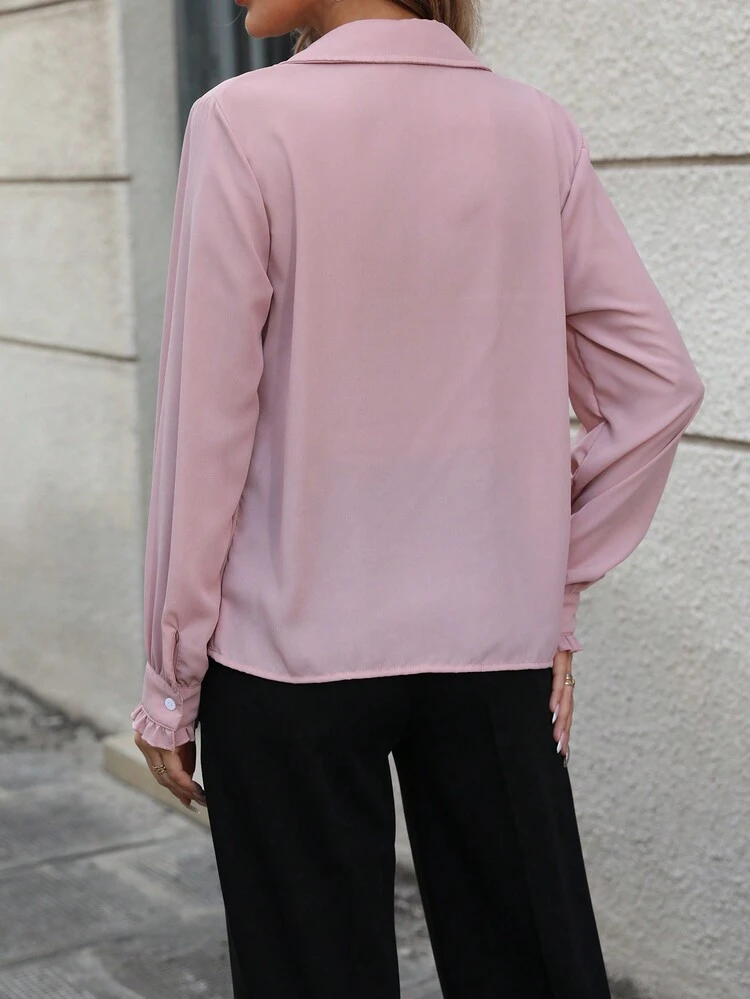 Women's Draped Design Collared Shirt Fall Cloth For Women