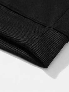 Aesthetic Post Nam Kích thước lớn áo có mũ Thả vai Lá thư In Áo nỉ - màu đen - Xem 4