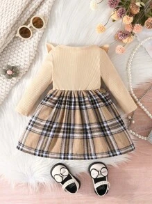 Vestido a cuadros con volantes para bebé niña - Multicolor - Ver 2