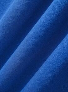 SHEIN LUNE 女字母印花抽繩連帽衛衣 - 藍色 - 查看 8