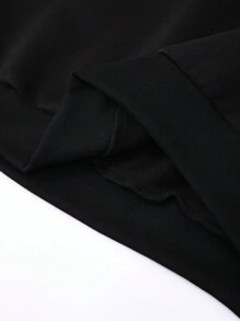 男款字母印花長袖套頭衫 - 黑色 - 查看 5