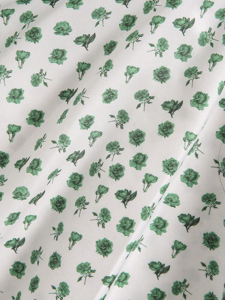 Baby Girls' Flower Pattern Printed Fun Two-piece Set