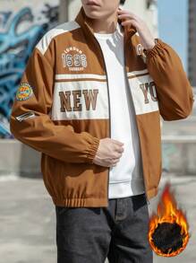 Manfinity LEGND 宽松男士加厚字母印花羽绒服 - 卡其色 - 查看 9