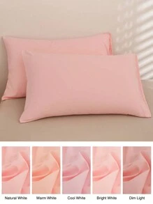 1 cặp áo gối màu trơn không có chất độn - Hồng - Xem 7