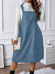 SHEIN LUNE Plus Size Women's Overall Dress - Blue - View 6