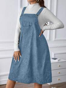 SHEIN LUNE Plus Size Women's Overall Dress - Blue - View 4