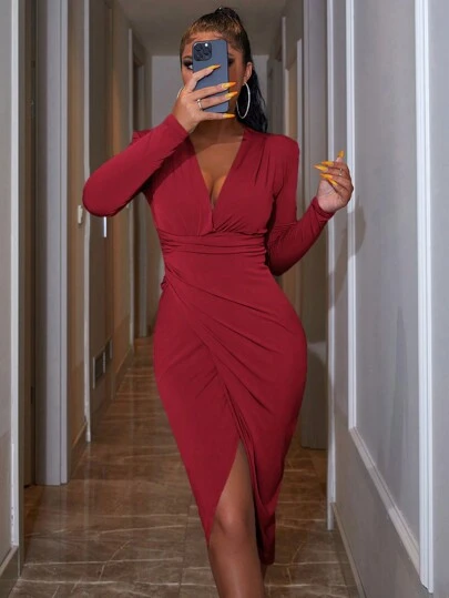 EURMUSE Women's Pleated Bodycon Dress