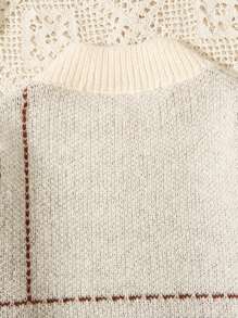 時尚男童休閒條紋套頭毛衣 - 杏色 - 查看 3