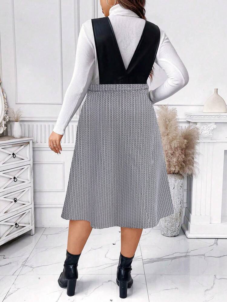 Plus Size Women's Plaid Overall Dress