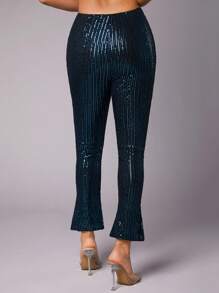 SHEIN BAE Tight Fit Fållen Slits Byxor - Svart - Visa 2