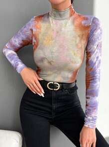 Barwiony Połowa Golf Szczupły Koszulka