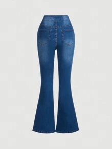 SHEIN Teen Girls' Flared Jeans - Dark Wash - View 2