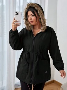 SHEIN EZwear Manteau matelassé pour femmes grandes tailles, pour l'hiver