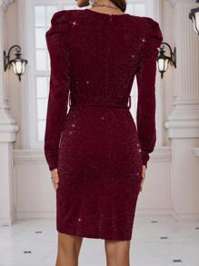 SHEIN Clasi V-neck Wrap Style Long Sleeve Dress