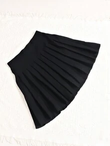 GIGOGOU 女士纯色百褶休闲迷你针织裙，秋冬款