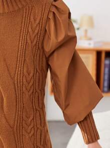 SHEIN Vestido Tipo Jersey Con Cuello Redondo Y Manga Larga, Informal, Holgado, Para Niñas Preadolescentes