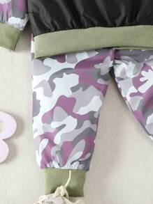 Baby Boys' Camo Letter Print Jacket And Pants Set - Green - View 3