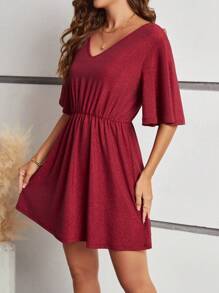 SHEIN Frenchy Vrouwen Effen kleur V-hals Jurken