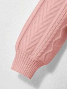SHEIN Suéter Curto De Malha Jacquard Com Manga Longa E Gola Alta Para Adolescentes