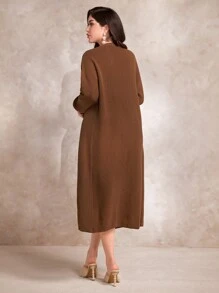 Modelyn Ensemble De Cardigan À Épaules Tombantes Et Robe Pull Pour Femmes