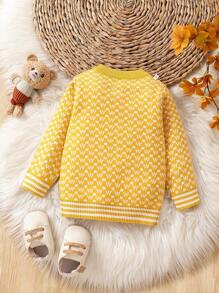 Bedruckter Strickjacke Für Baby Jungen Mit Knopfleiste Und Rundhalskragen