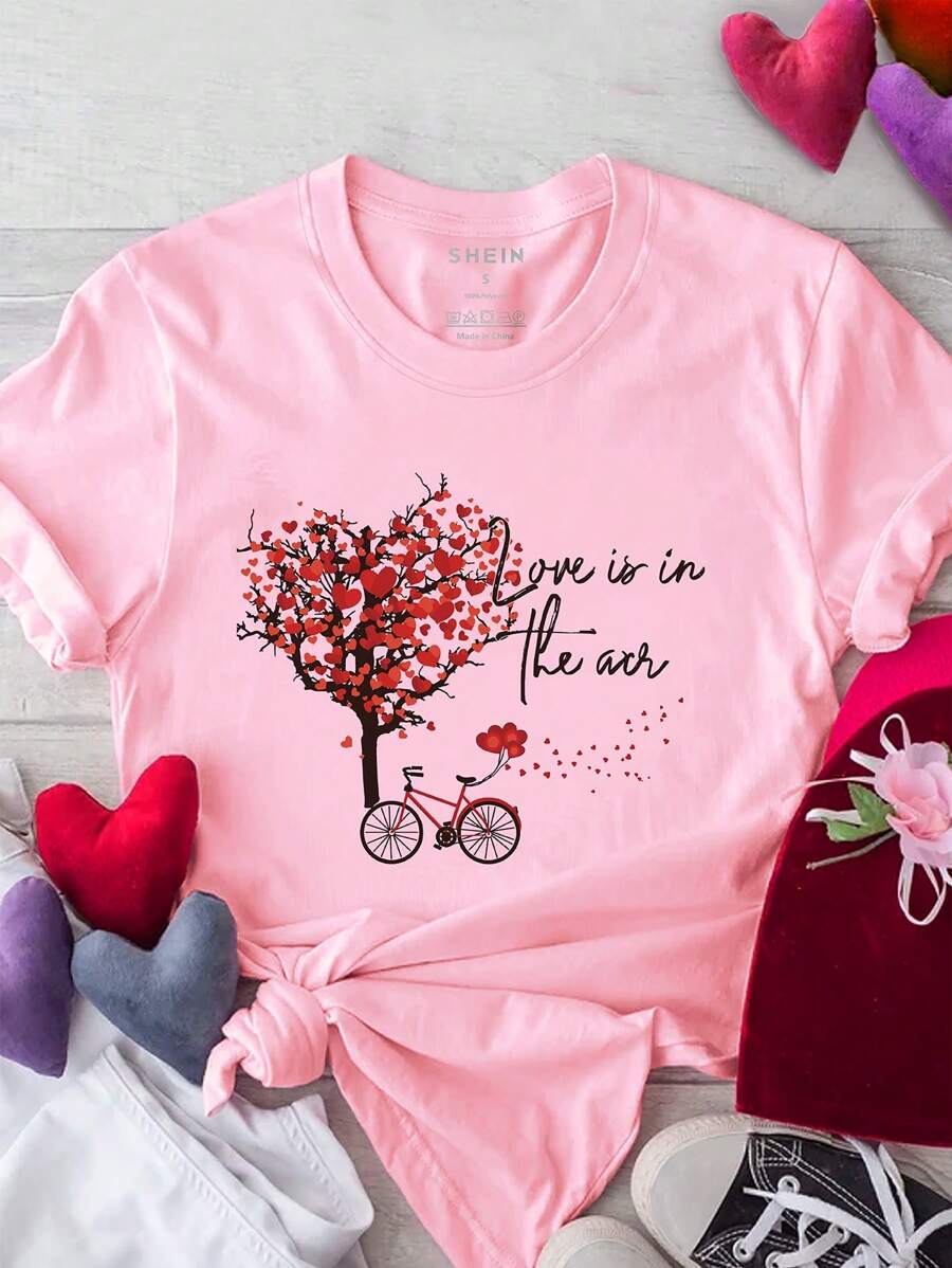 SHEIN LUNE Camiseta De Manga Corta Estampada De Moda Para Mujeres