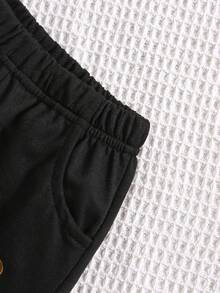 男嬰熊和字母圖案連帽衫和褲子套裝 - 淺灰色 - 查看 6