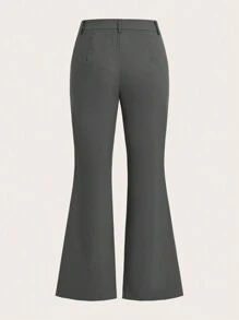 SHEIN ICON Solid Belted Flare Leg Pants