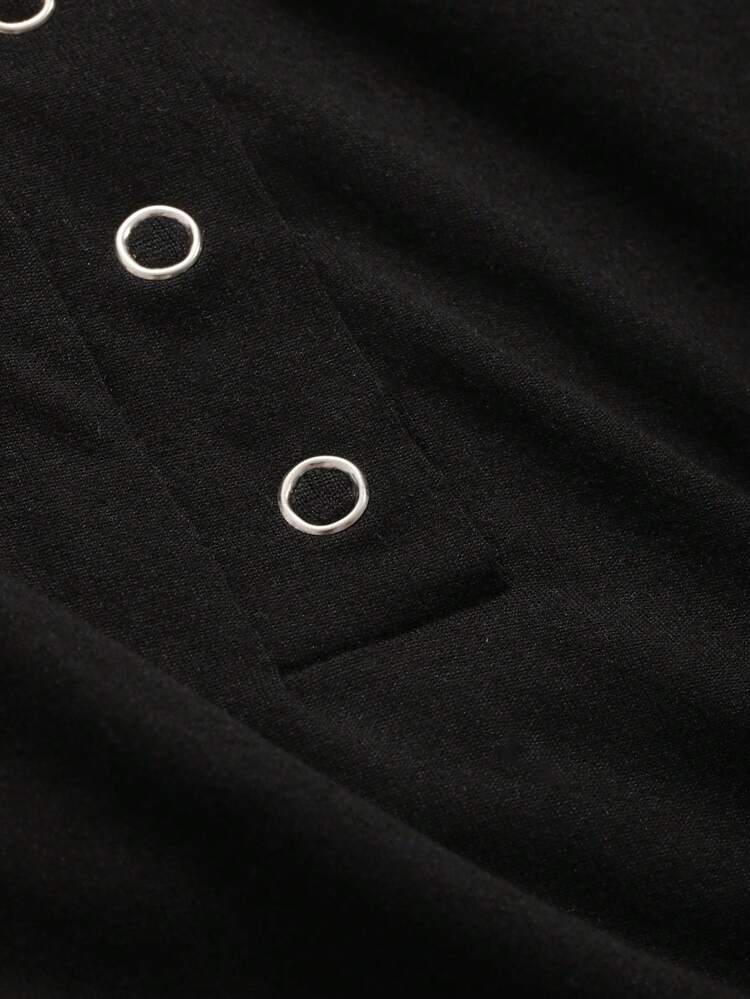 Women Retro Half-Placket Cropped Short Sleeve T-Shirt With Slim Fit Cut And Round Neck