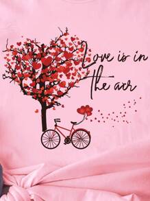 SHEIN LUNE Camiseta De Manga Corta Estampada De Moda Para Mujeres