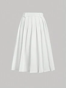 SHEIN MOD Women's Pleated Long Skirt
