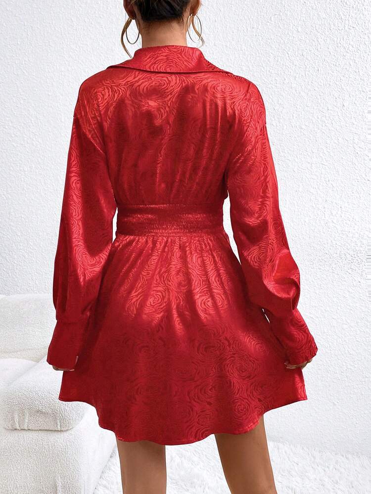 Jacquard Cinching Waist Dress