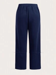 VARSITIE 拼接假兩件款式衛生褲 - 藍色 - 查看 2